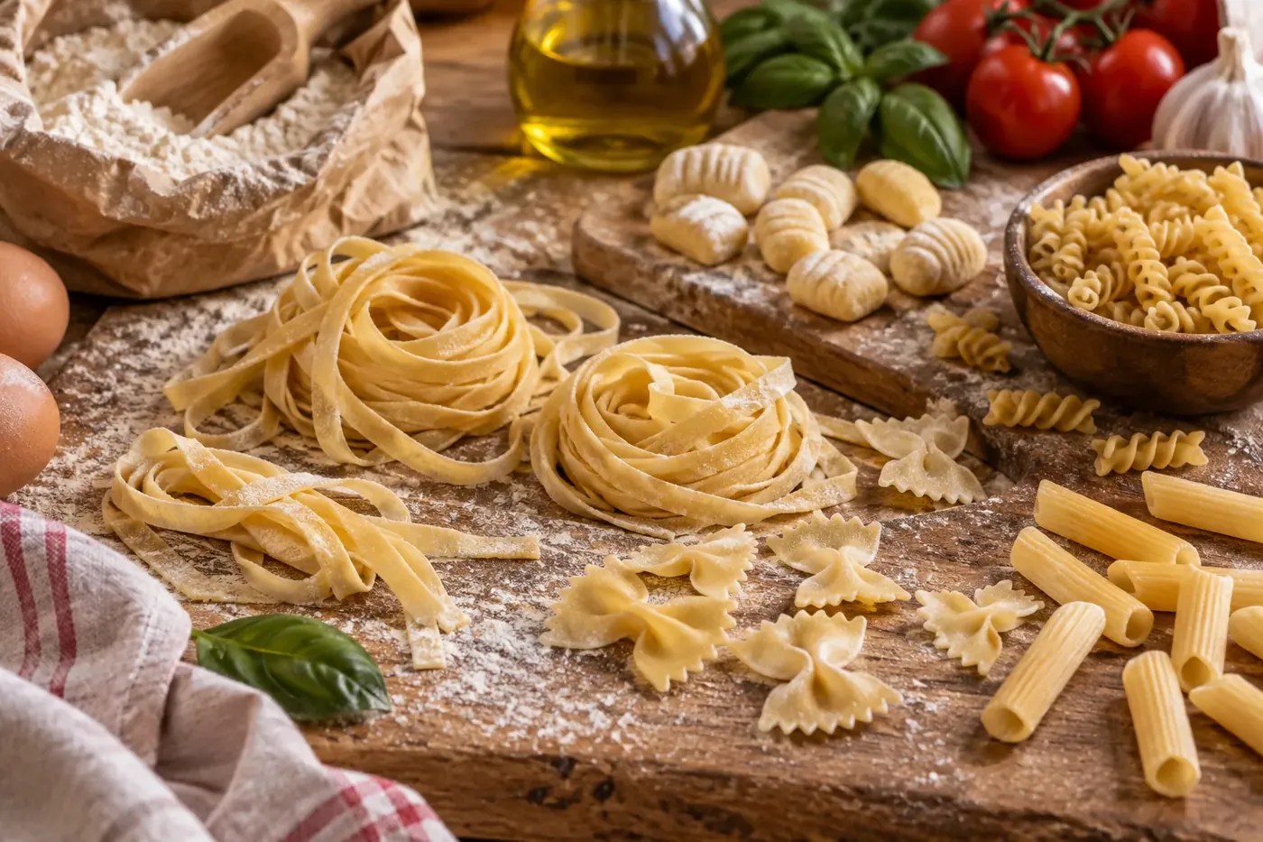 A twirled bowl of pasta with fresh herbs