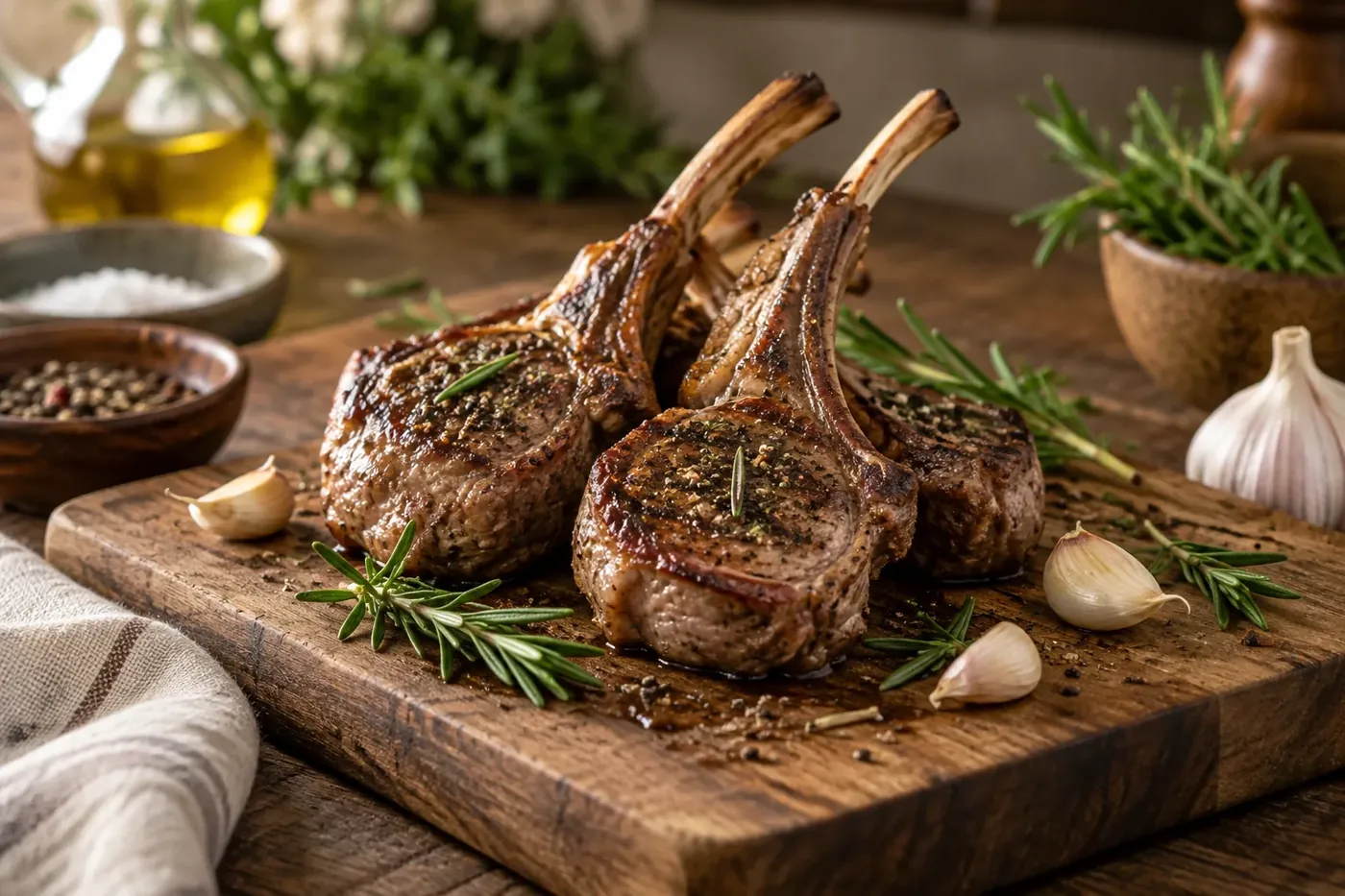 Braised lamb pieces simmering in a pan