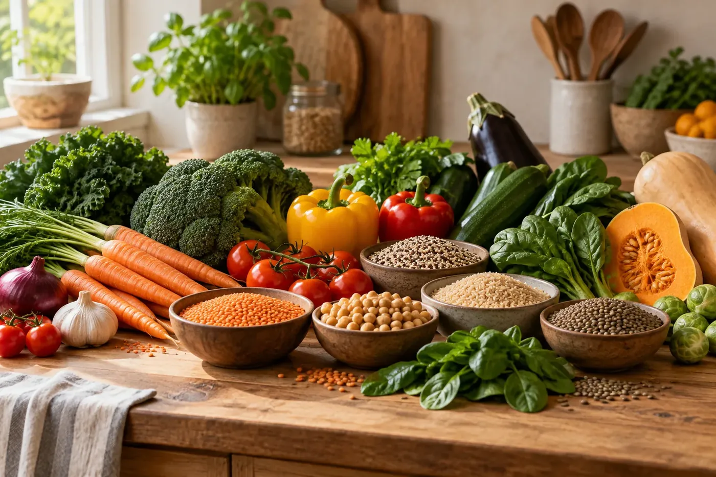 A pan of beans, mushrooms and vegetables